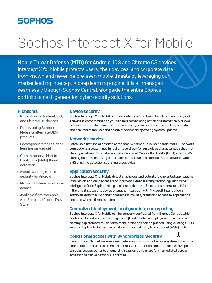 Sophos Intercept X for Mobile