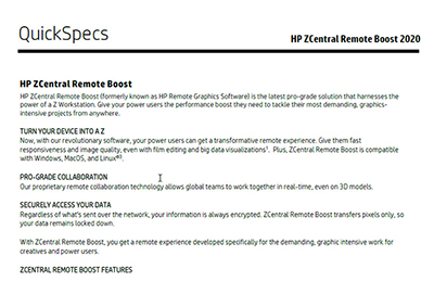 ZCentral Remote Boost 2020 Quick Specs