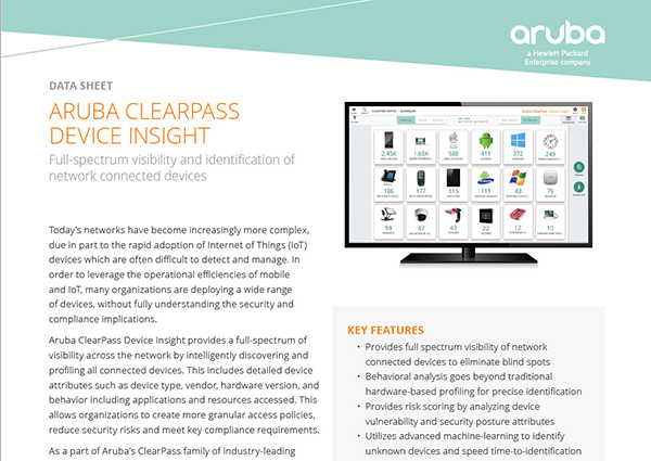 Data Sheet: Aruba ClearPass Device Insight