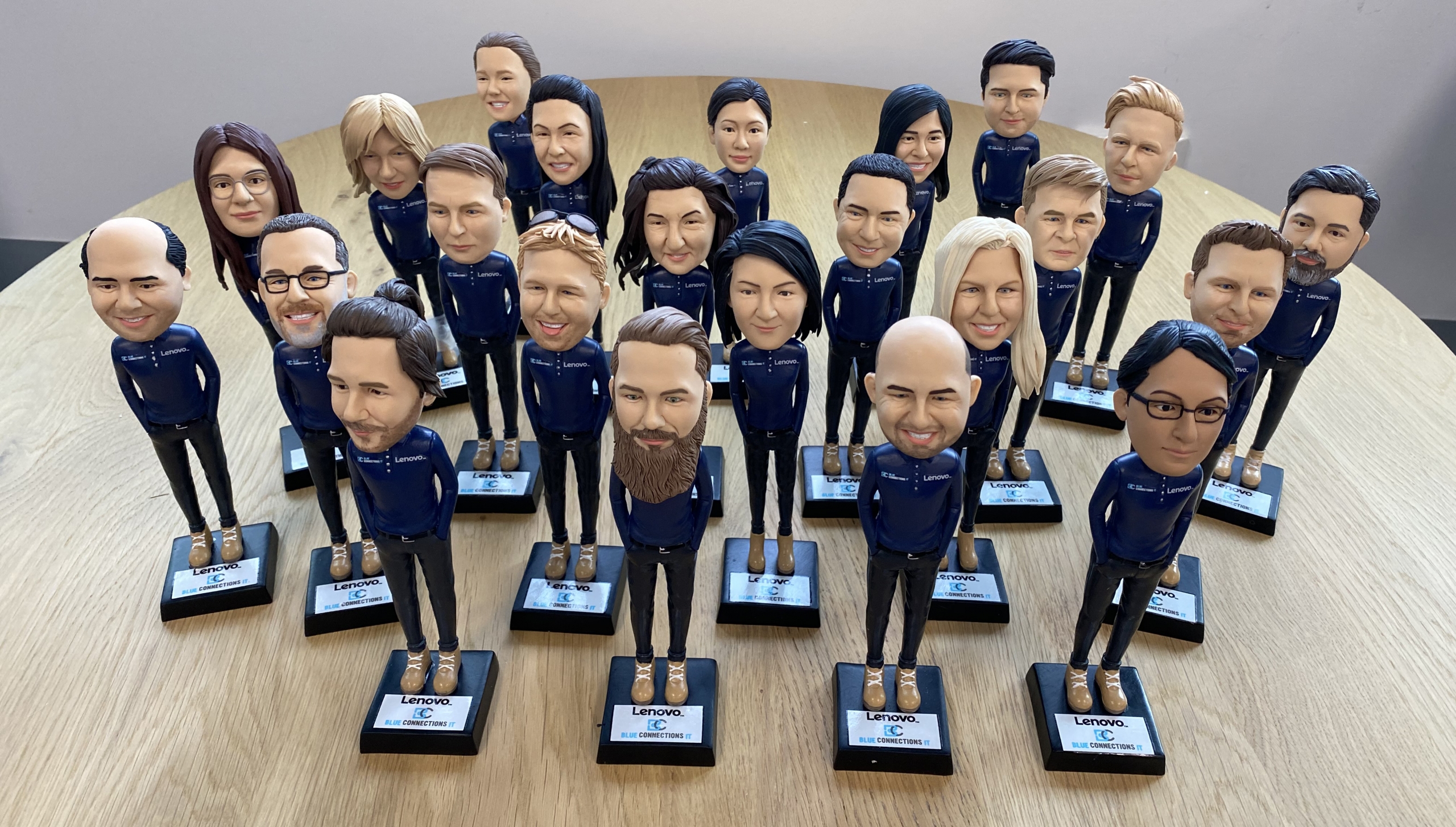 Lenovo and Blue Connections Bobbleheads