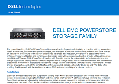 Spec Sheet: Dell EMC PowerStore Storage Family